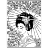 Coloriage - Geisha - Tableau à colorier - Avec contours velours noir - Dès 3 ans
