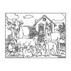 Coloriage - Animaux de la ferme - Tableau à colorier - Avec contours velours noir - Dès 3 ans