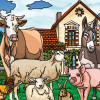 Coloriage - Animaux de la ferme - Tableau à colorier - Avec contours velours noir - Dès 3 ans