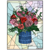 photo-Coloriage - Bouquet de roses - Tableau à colorier - Avec contours velours noir - Dès 3 ans