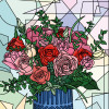Coloriage - Bouquet de roses - Tableau à colorier - Avec contours velours noir - Dès 3 ans