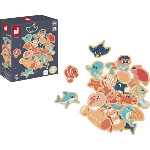 Jeu d'éveil - Magnets - Bois - Aimantés - Les fonds marins - Dès 2 ans - Janod