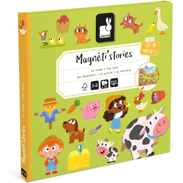 photo-Jeu éducatif - Magnéti'Stories - La ferme - Livre + 30 magnets - Invente des histoires - Janod