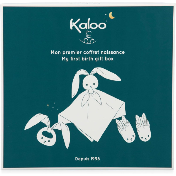 photo-Cadeau de naissance - Bébé - Doudou + anneau de dentition + chaussons - Kaloo - Lapinoo