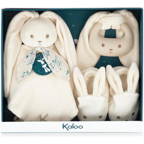 Cadeau de naissance - Bébé - Doudou + anneau de dentition + chaussons - Kaloo - Lapinoo