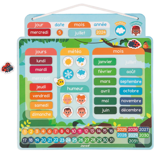 photo-Jeu éducatif - Calendrier magnétique - Dès 3 ans - Bois - Apprentissage - Janod