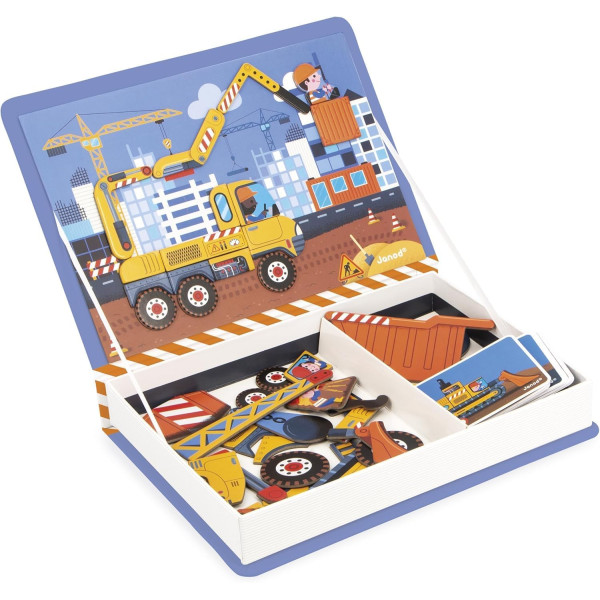 Jeu éducatif - Magnéti'Book - Chantier - 50 magnets + 18 modèles - Invente des histoires - Janod