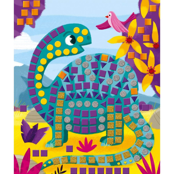 Jeu créatif - Tableaux mosaïques - Dinosaures - 8 modèles + mosaïques en mousse - Janod