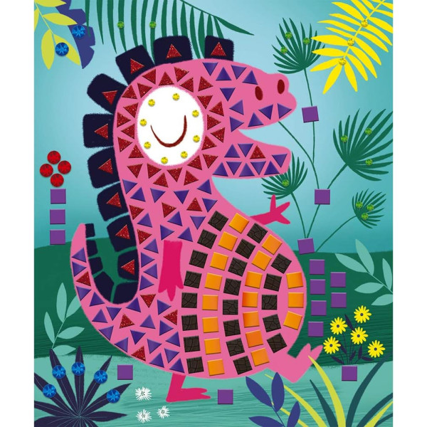 Jeu créatif - Tableaux mosaïques - Dinosaures - 8 modèles + mosaïques en mousse - Janod