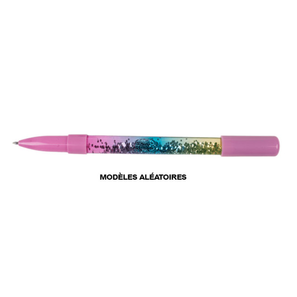 photo-Stylo à bille - Paillettes - Eclairage LED - Coloris aléatoires