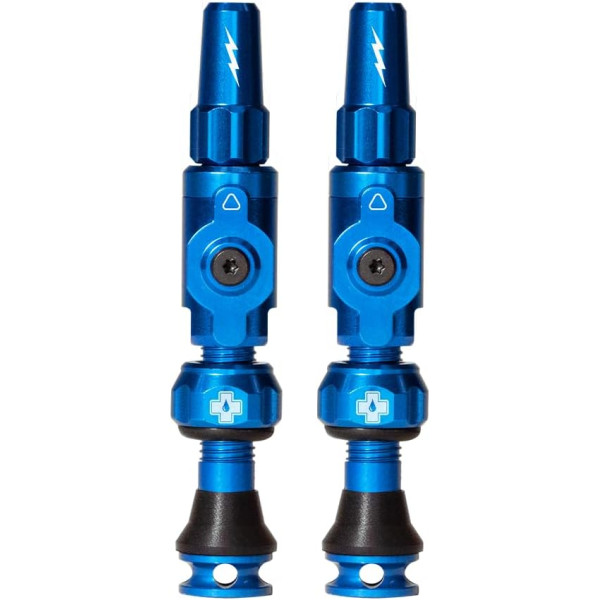 photo-Valves - Tubeless - Big Bore Lite - Bleu - Small - Pour gonflage maximal - Vélo - VTT - Muc-Off