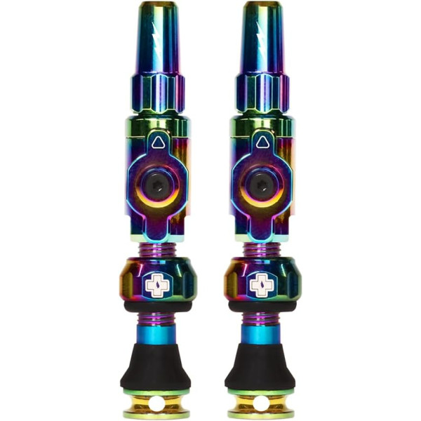 photo-Valves - Tubeless - Big Bore Lite - Iridescent - Médium - Pour gonflage maximal - Vélo - VTT - Muc-Off