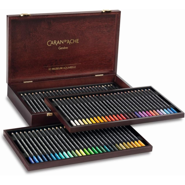 photo-Crayons de couleur - Aquarelle - Museum Aquarelle - Caran d'Ache - Boîte 80 couleurs