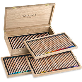 photo-Crayons de couleur - Luminance 6901 - Caran d'Ache - Coffret bois - 112 crayons
