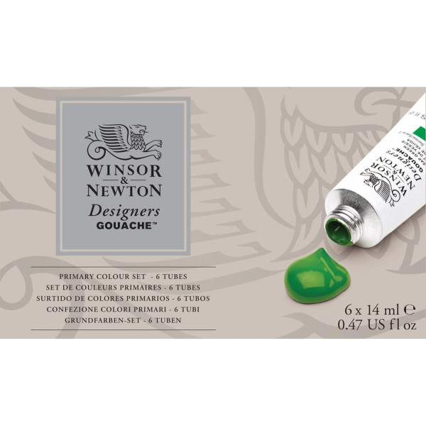 photo-Gouache - Coffret 6 tubes de 14 ml - Couleurs primaires - Beaux-arts - Winsor et Newton