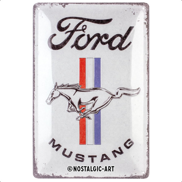 photo-Plaque - Enseigne publicitaire - Vintage - Ford Mustang - Design rétro - 20x30cm