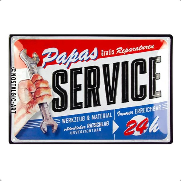 photo-Plaque - Enseigne publicitaire - Vintage - Papas service - Design rétro - 20x30cm