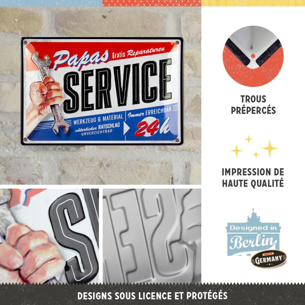 Plaque - Enseigne publicitaire - Vintage - Papas service - Design rétro - 20x30cm