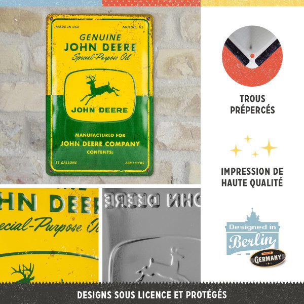 Plaque - Enseigne publicitaire - Vintage - John Deere - Design rétro - 20x30cm