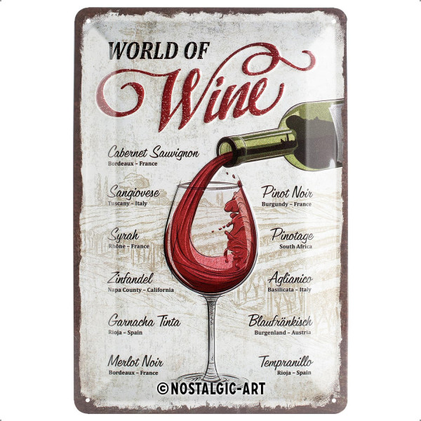 photo-Plaque - Enseigne publicitaire - Vintage - World of wine - Design rétro - 20x30cm