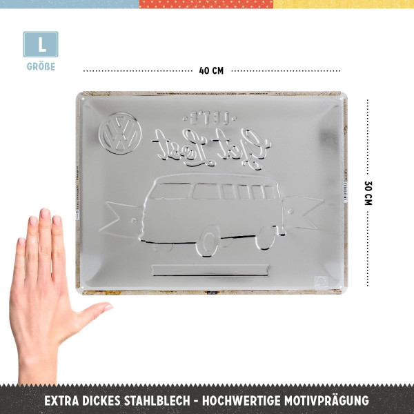 Plaque - Enseigne publicitaire - Vintage - Volkswagen Bulli - Design rétro - 30x40cm