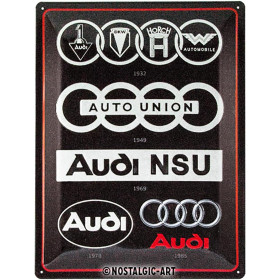 photo-Plaque - Enseigne publicitaire - Vintage - Audi logos - Design rétro - 30x40cm