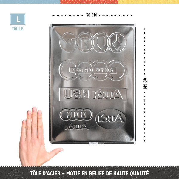 Plaque - Enseigne publicitaire - Vintage - Audi logos - Design rétro - 30x40cm