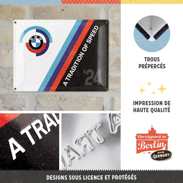 Plaque - Enseigne publicitaire - Vintage - Logo BWM Motorsport - Design rétro - 30x40cm
