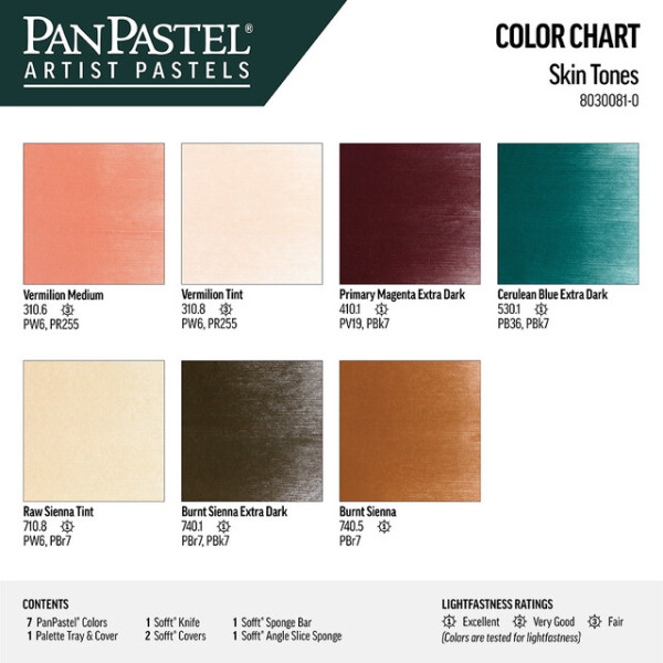 Pâte pastel - PanPastel - Ultra douce - Assortiment 7 tons peaux + applicateurs