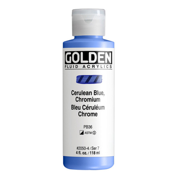 photo-Peinture acrylique - Bleu céruléum chrome - Fluide - Pigments intenses - Golden - 118ml