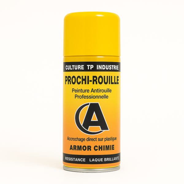 photo-Bombe de peinture - Antirouille - Jaune New Holland - Brillant - Prochi-rouille - Armor Chimie - 400ml