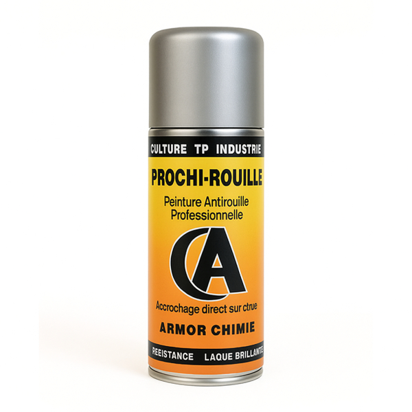 photo-Bombe de peinture - Antirouille - Gris argent 703 - Brillant - Prochi-rouille - Armor Chimie - 400ml
