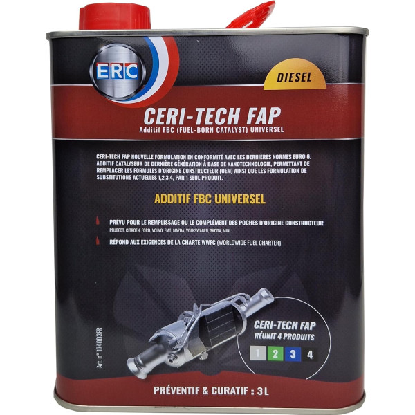 photo-Additif catalyseur - Moteur diesel - Abaisse température - Ceri-Tech FAP - ERC - 3L