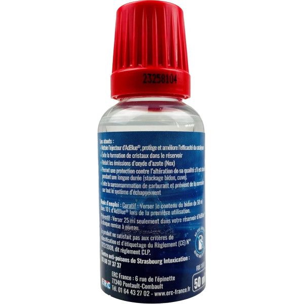 Additif AD Blue - Anti-cristallisation - Nettoie injecteur AD Blue - Moteur diesel - ERC - 50ml