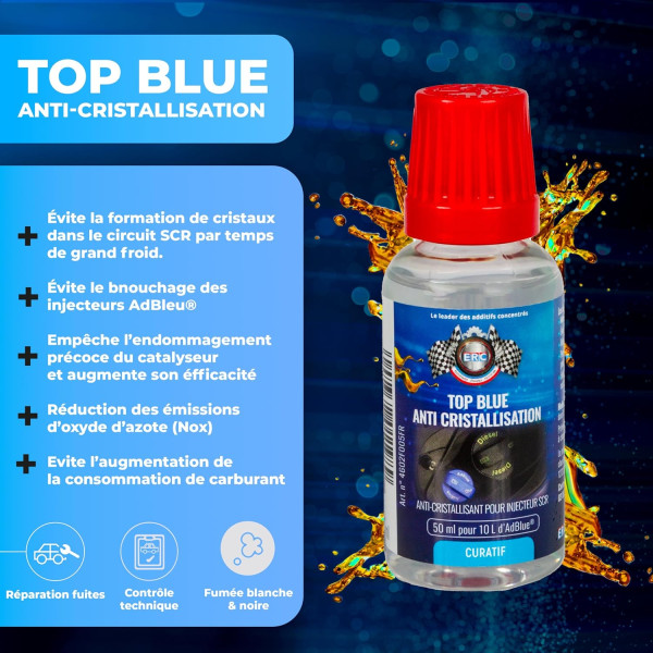 Additif AD Blue - Anti-cristallisation - Nettoie injecteur AD Blue - Moteur diesel - ERC - 50ml