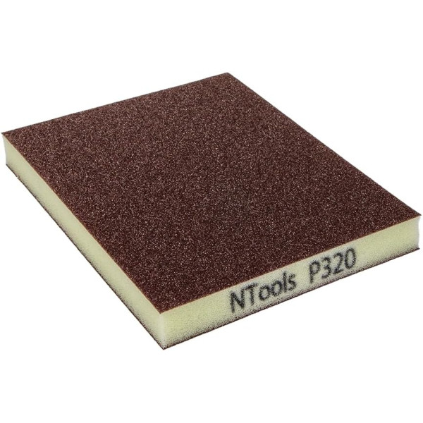 photo-Éponge de ponçage - Abrasive - Double face - Grain 320 - 12x10cm - 20 pièces - Ntools GSD