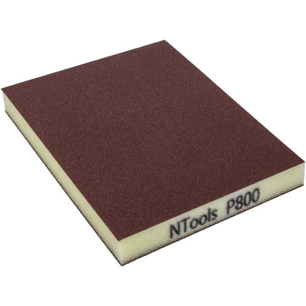 photo-Éponge de ponçage - Abrasive - Double face - Grain 800 - 12x10cm - 20 pièces - Ntools GSD