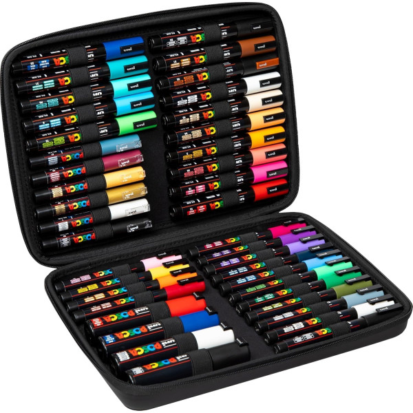 photo-Malette de 40 feutres - POSCA - Assortiments couleurs + pointes - PC1-1M - PC3M - PC5M - PC8K