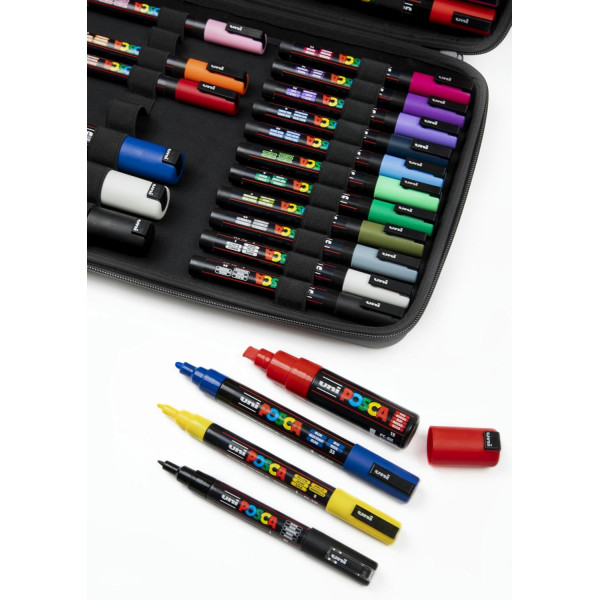 Malette de 40 feutres - POSCA - Assortiments couleurs + pointes - PC1-1M - PC3M - PC5M - PC8K