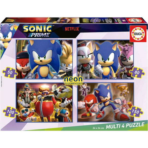 photo-Puzzle - Sonic Prime - Pièces fluo - 4 modèles - 50/80/100/150 pièces - Dès 6 ans
