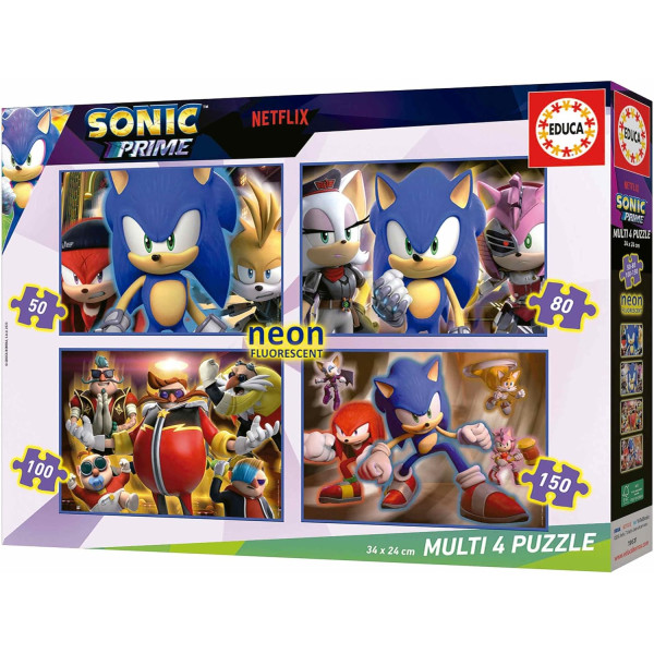 Puzzle - Sonic Prime - Pièces fluo - 4 modèles - 50/80/100/150 pièces - Dès 6 ans