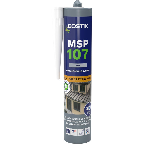photo-Mastic - MS polymères - Gris - Etanche et fixation - Spécial zinc - Bostik - 300ml