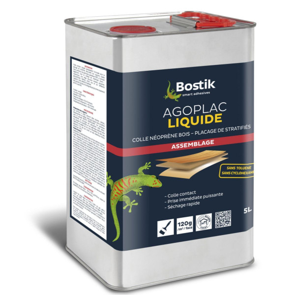 photo-Colle néoprène - Bois - Placage de stratifiés - Liquide - Prise immédiate - Bostik - 5L