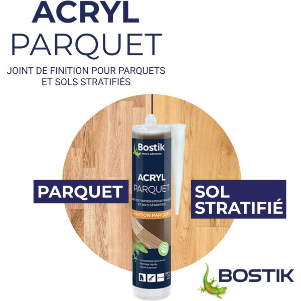 Mastic de finition  - Parquets et sols stratifiés - Couleur Wengé - Finition parquet - Bostik - 300ml