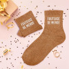 Chaussettes - Femme - Marron avec paillettes - Fouteuse de merde - Taille 36/42 - Humour - Cadeau