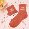 Chaussettes - Femme - Orange avec paillettes - Team chieuse - Taille 36/42 - Humour - Cadeau