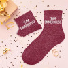 Chaussettes - Femme - Bordeaux avec paillettes - Team emmerdeuse - Taille 36/42 - Humour - Cadeau