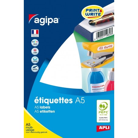 Étiquettes Adhésives Format A5 114015 - Apli Agipa pas cher