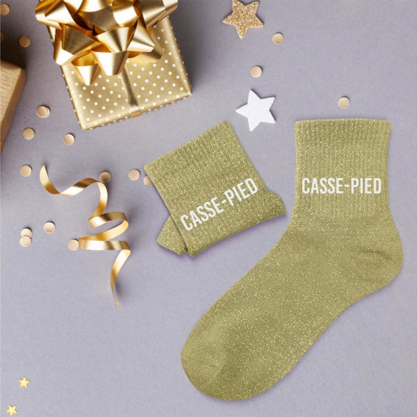 Chaussettes - Femme - Vert avec paillettes - Casse-pied - Taille 36/42 - Humour - Cadeau