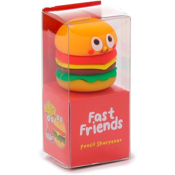 Taille-crayon - 1 trou - Burger - Frites - Modèle aléatoire - Petit format - Idéal trousse
